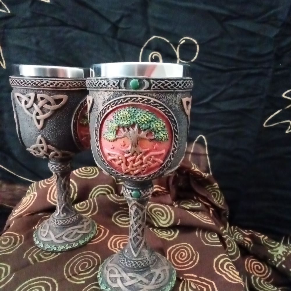 Pair Of Celtic Tree of Life Goblets By Pacific Giftware